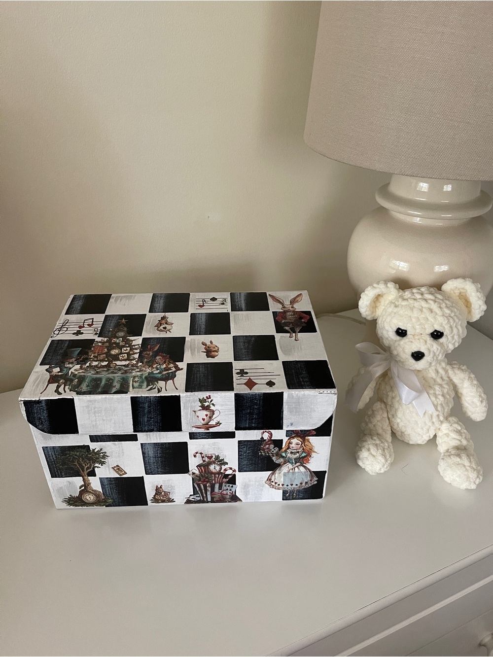 Handmade Home Accents Black and White Checkered Decorative Storage Box